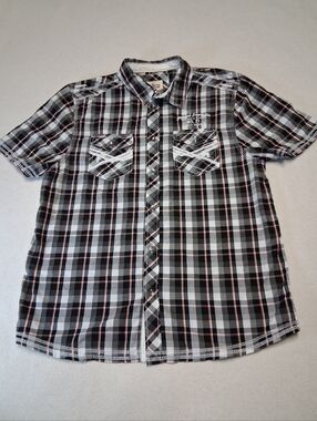 Distillery Men's Black White & Gray Plaid Short-Sleeve Button-Down Shirt
